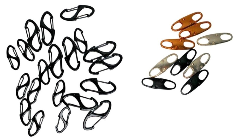 Set of Metal Carabiner Clips and Double Hole Keychain Clips